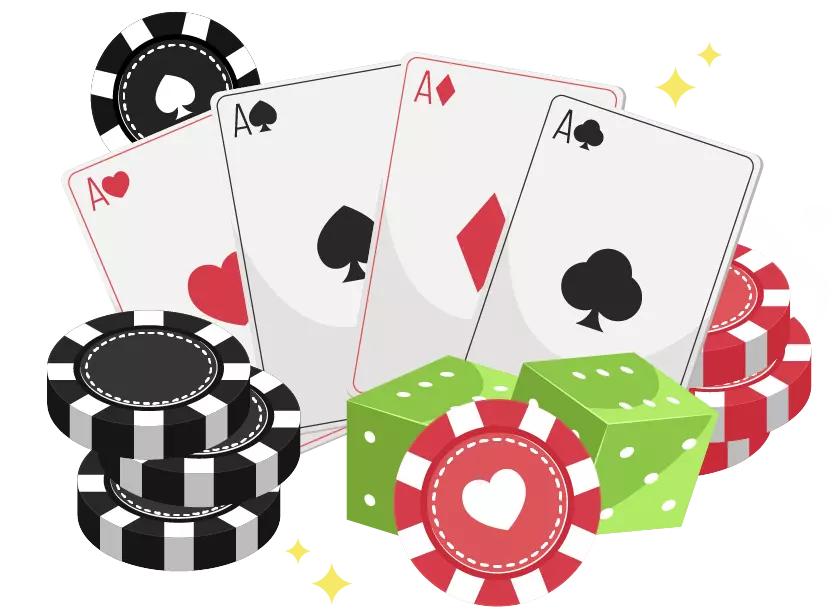 棋牌遊戲圖示｜撲克牌與籌碼玩法示意